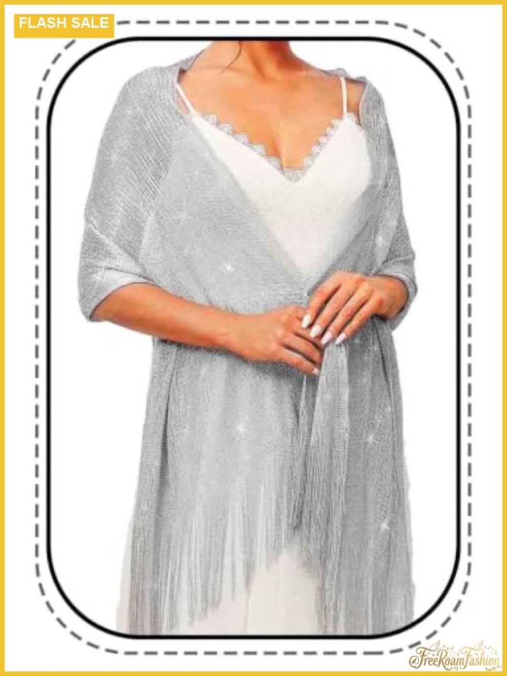 Sparkly Shawl Wrap for Evening Dresses Sheer Pashmina Fringe Bridal Scarf